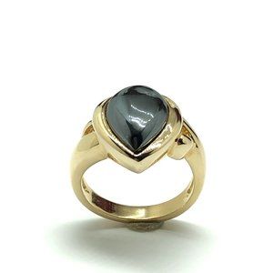 14k Gold Sterling Silver 3ct Hematite Solitaire Ring - HSN | Mens Womens Jewelry